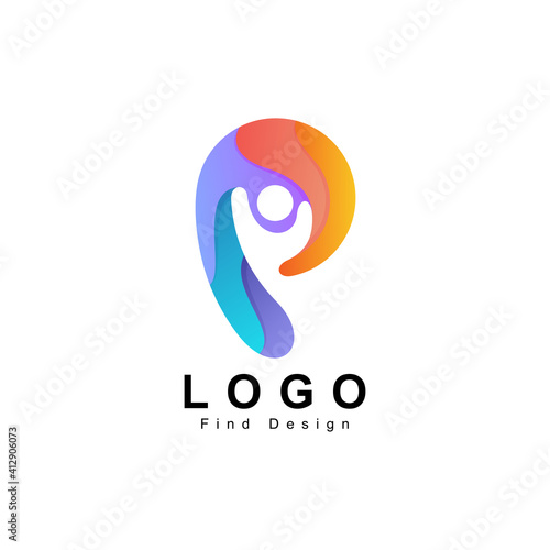 people logo, letter p design and template