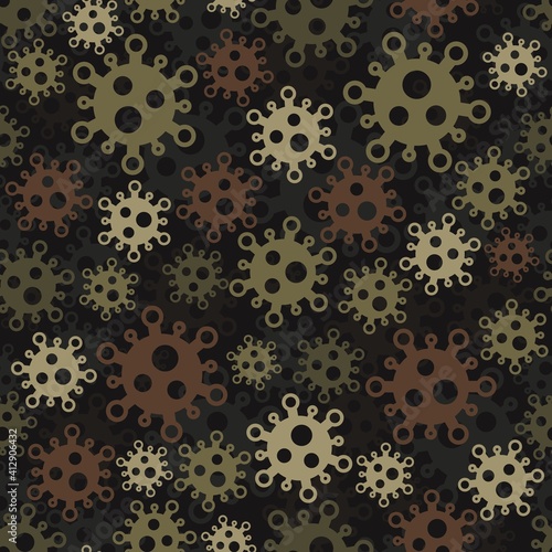 Military virus seamless pattern background. Pandemic concept camouflage