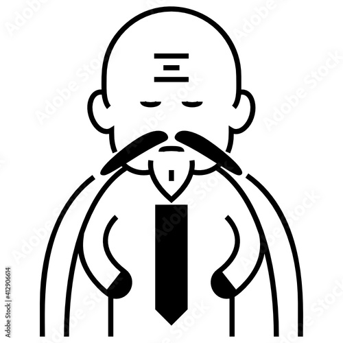 Shifu Vector Glyph Icon Design, Traditional Chinese Culture Symbol on white background, Lunar New Year of the Ox 2021 Sign, China Travel Guide Stock illustartion, Chinese Master Concept, 