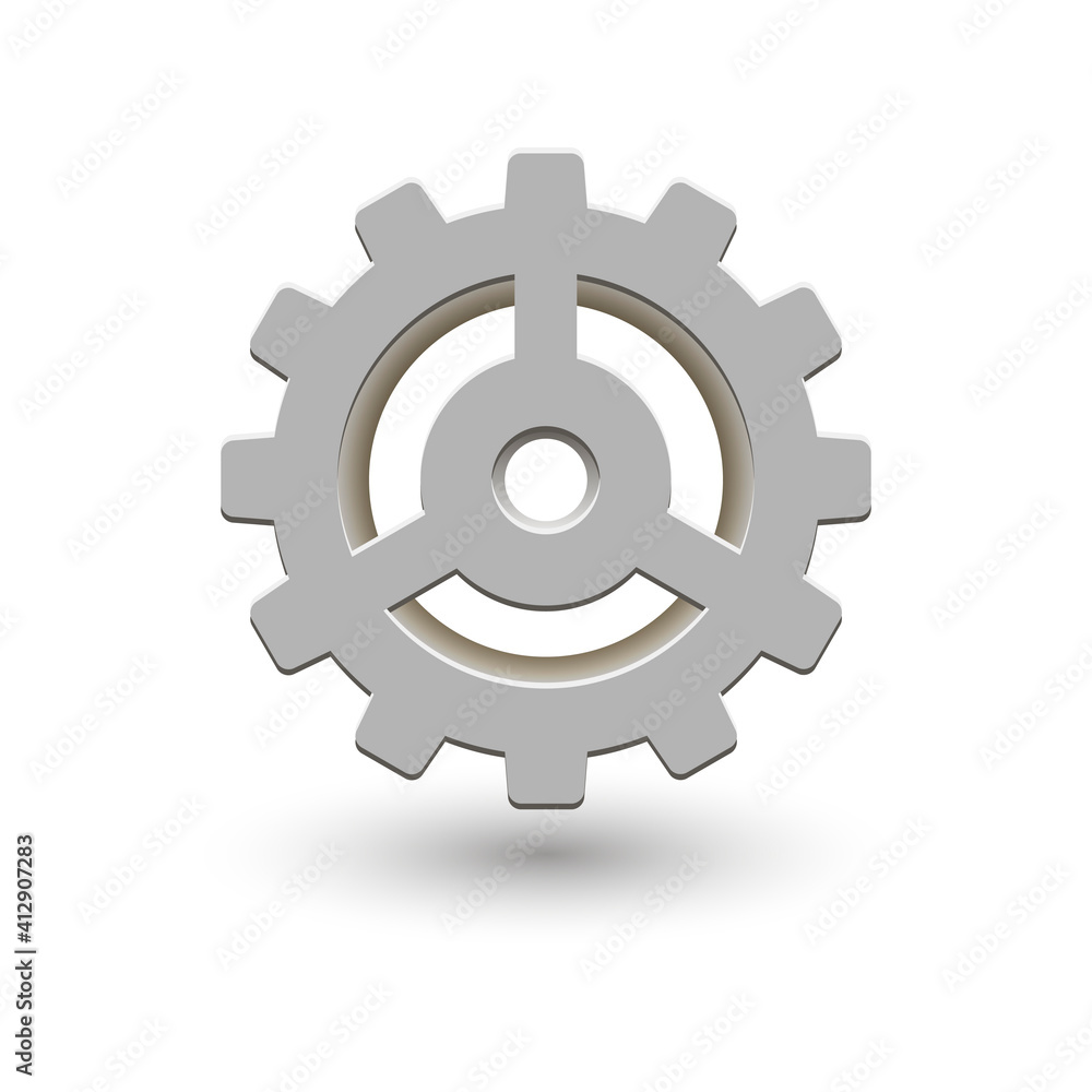 Cogwheel with shadow. Vector icon. Mechanical gear. The image of the gear. Cogwheel gear Cogwheel with shadow. Vector icon. Mechanical gear. The image of the gear. Cogwheel gear