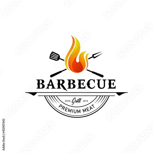 barbecue logo. flat design. vector illustration concept