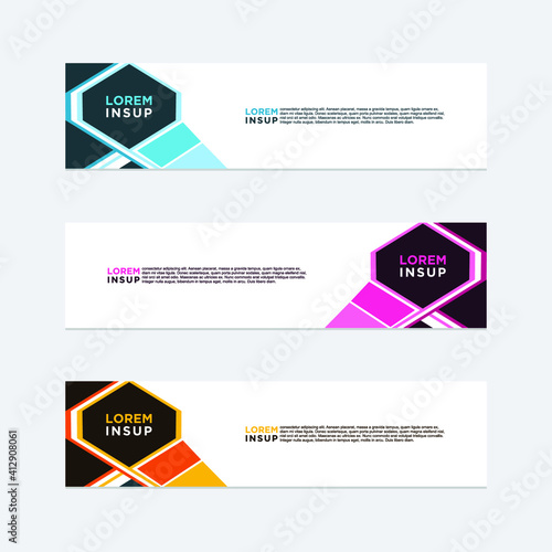 abstract geometric web design banner template isolated on dark grey background