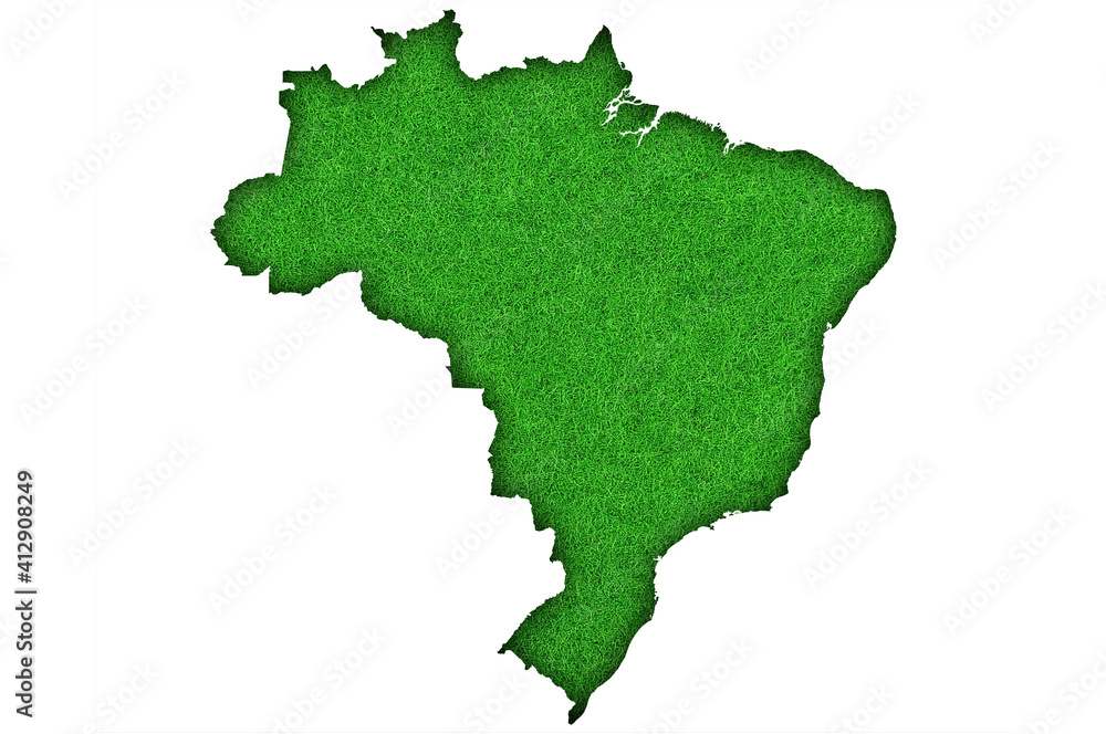 Karte von Brasilien auf grünem Filz Karte von Brasilien auf grünem Filz