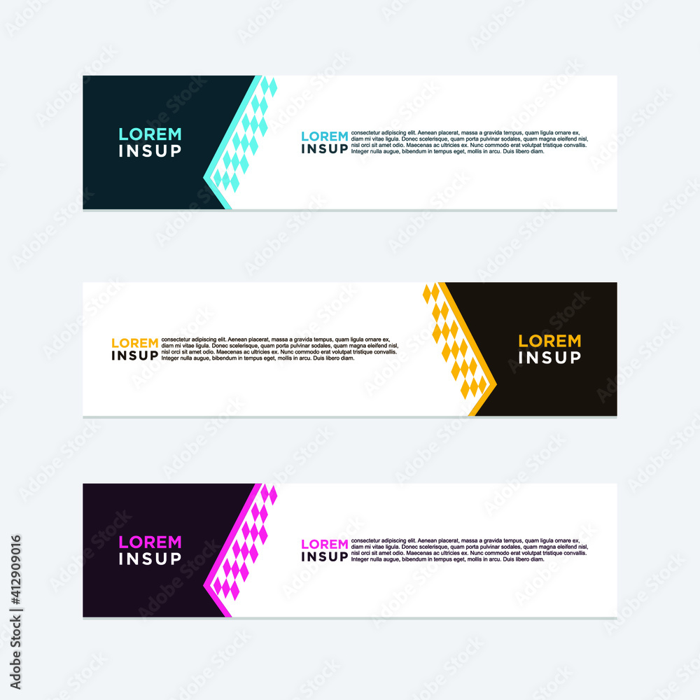 abstract geometric web design banner template isolated on dark grey background