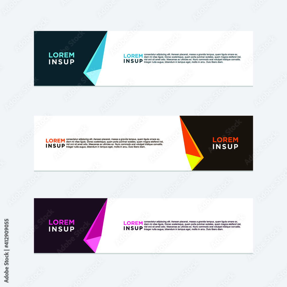 abstract geometric web design banner template isolated on dark grey background