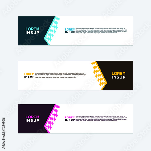 abstract geometric web design banner template isolated on dark grey background