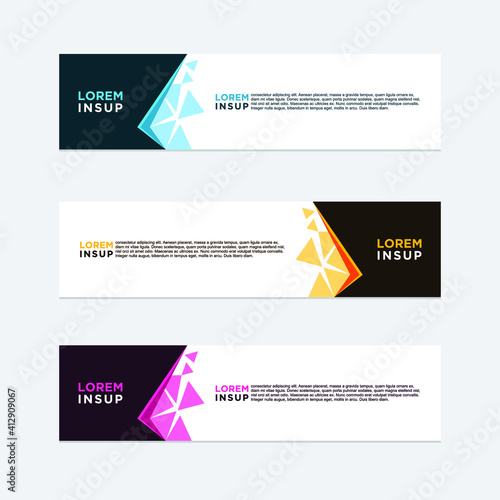 abstract geometric web design banner template isolated on dark grey background