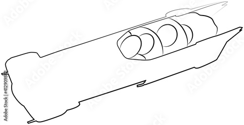 Bobsleigh or bobsled line icon of a sports set. Vector