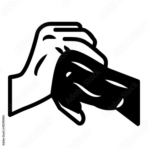 Cracking finger joints concept vector glyph icon design, Addiction and bad habits symbols on white background, Cracking the knuckles gesture stock illustration