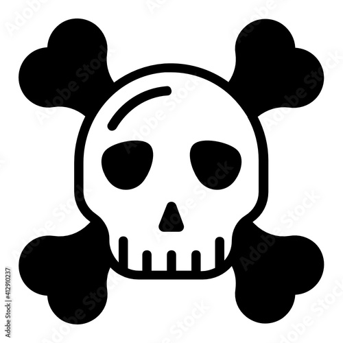 Skull Crossbones concept Vector glyph Icon Design, Addiction and bad habits symbols on white background