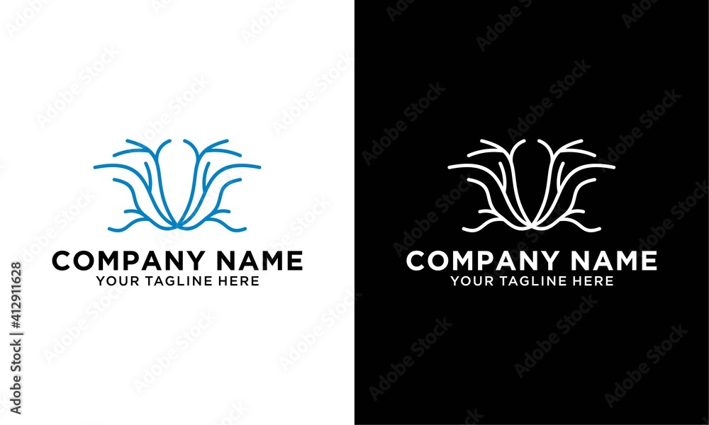 Coral reef logo design. Coral with stone vector design. Sea logotype Coral reef logo design. Coral with stone vector design. Sea logotype