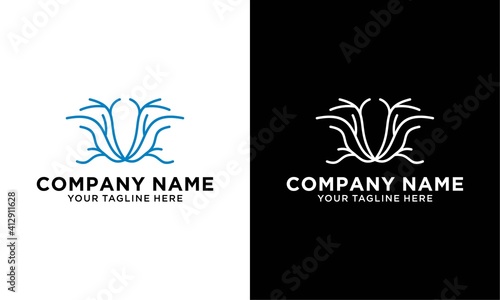 Coral reef logo design. Coral with stone vector design. Sea logotype