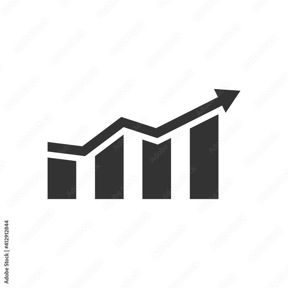 Graph icon. Business growth graph chart symbol. Vector isolated on white Graph icon. Business growth graph chart symbol. Vector isolated on white