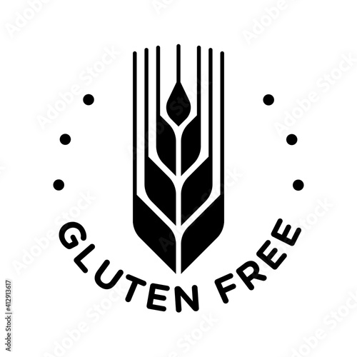 Isolated gluten free icon badge stamp for food packaging label. Allergen free.