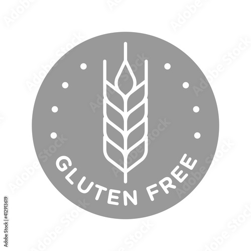 Isolated gluten free icon badge stamp for food packaging label. Allergen free.