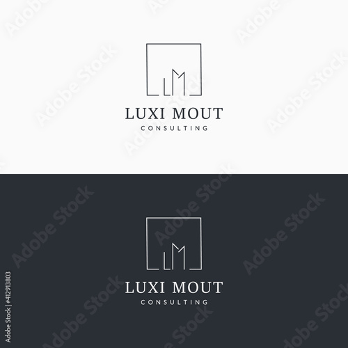 LM city logo template, building icon initial LM.
