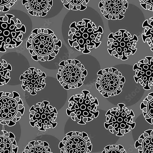 Bacteria, microbe, virus outline vector seamless pattern print
