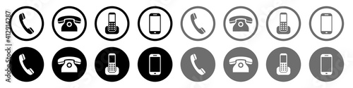 Phone icons. Set of phones isolated on white background , vector illustration