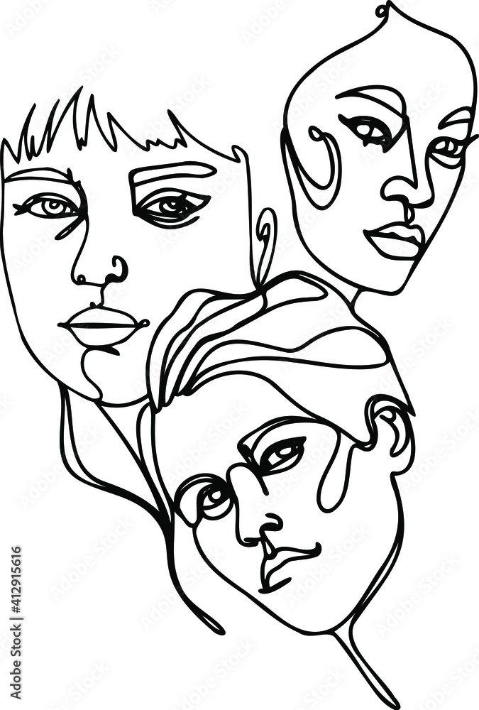 Abstract female portrait hand-drawn. Illustration for posters, t-shirts or advertising. Line drawing female portrait Abstract female portrait hand-drawn. Illustration for posters, t-shirts or advertising. Line drawing female portrait