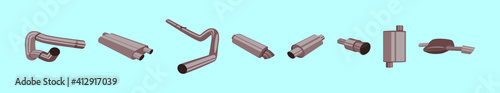 set of muffler cartoon icon design template with various models. vector illustration isolated on blue background