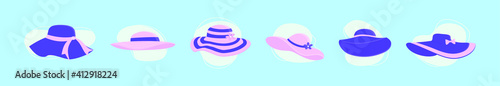 set of derby hats cartoon icon design template with various models. vector illustration isolated on blue background