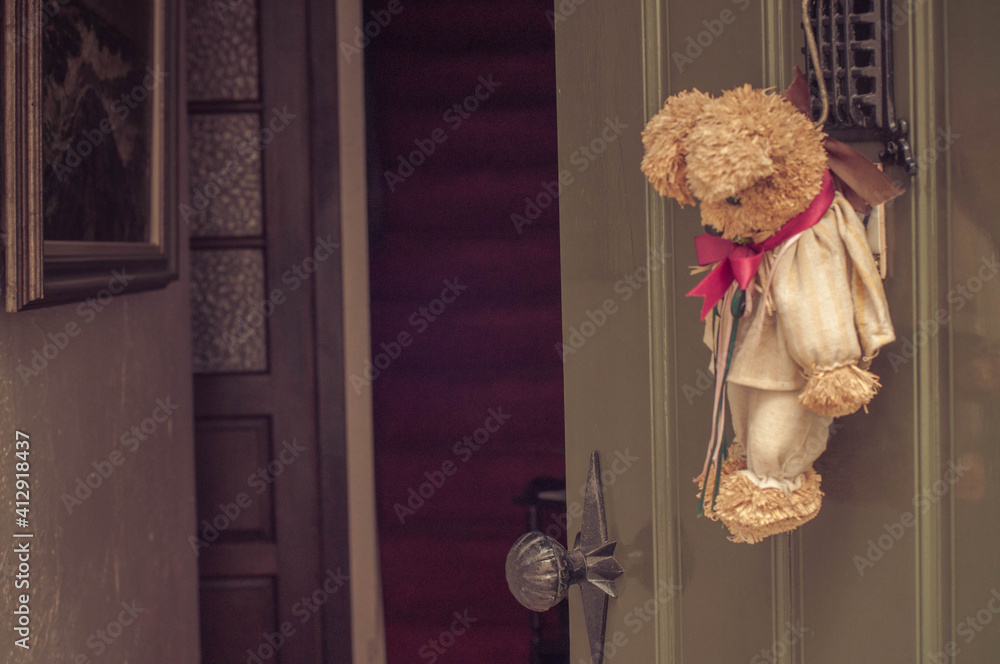 unusual teddy bear door decoration