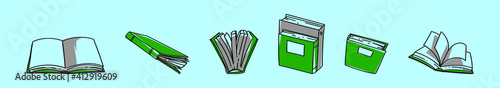 set of book cartoon icon design template with various models. vector illustration isolated on blue background