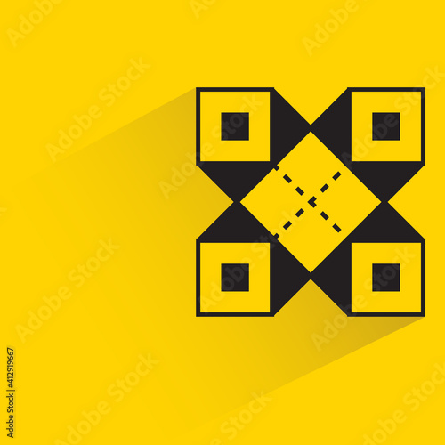 abstract linking block for blockchain concept with drop shadow yellow background