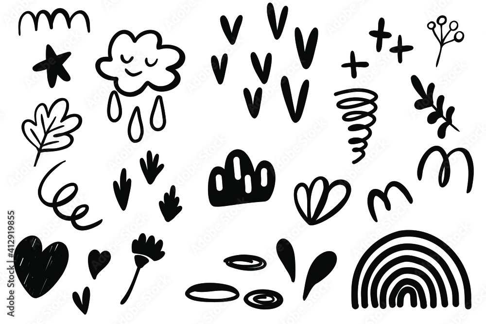 Set of abstracts shapes. Hand drawn vector elements Set of abstracts shapes. Hand drawn vector elements