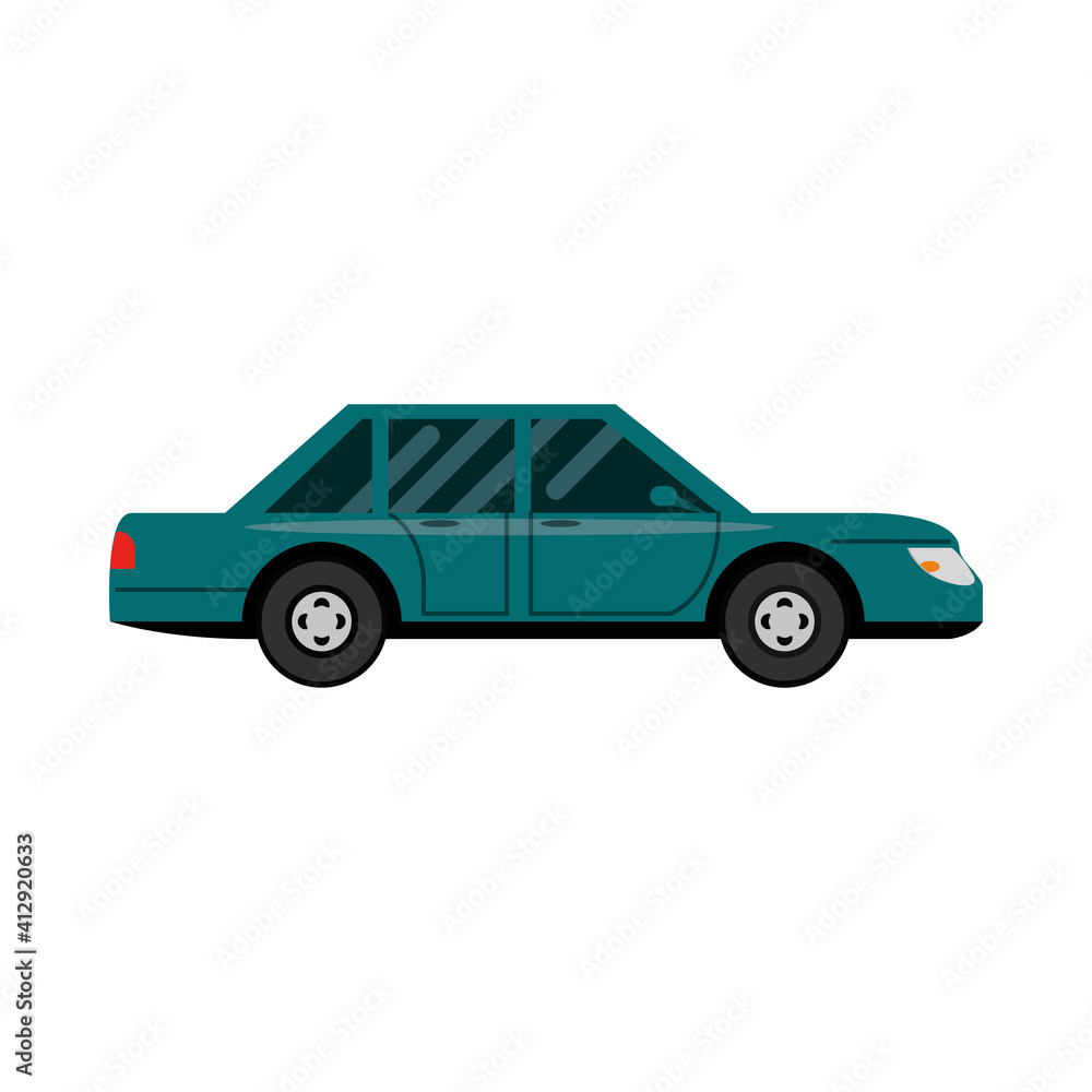 car sedan transport vehicle side view, car icon vector
