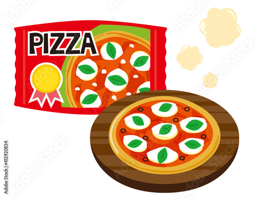 冷凍ピザのベクターイラスト　冷凍食品