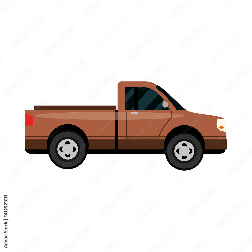 pickup car transport vehicle side view, car icon vector