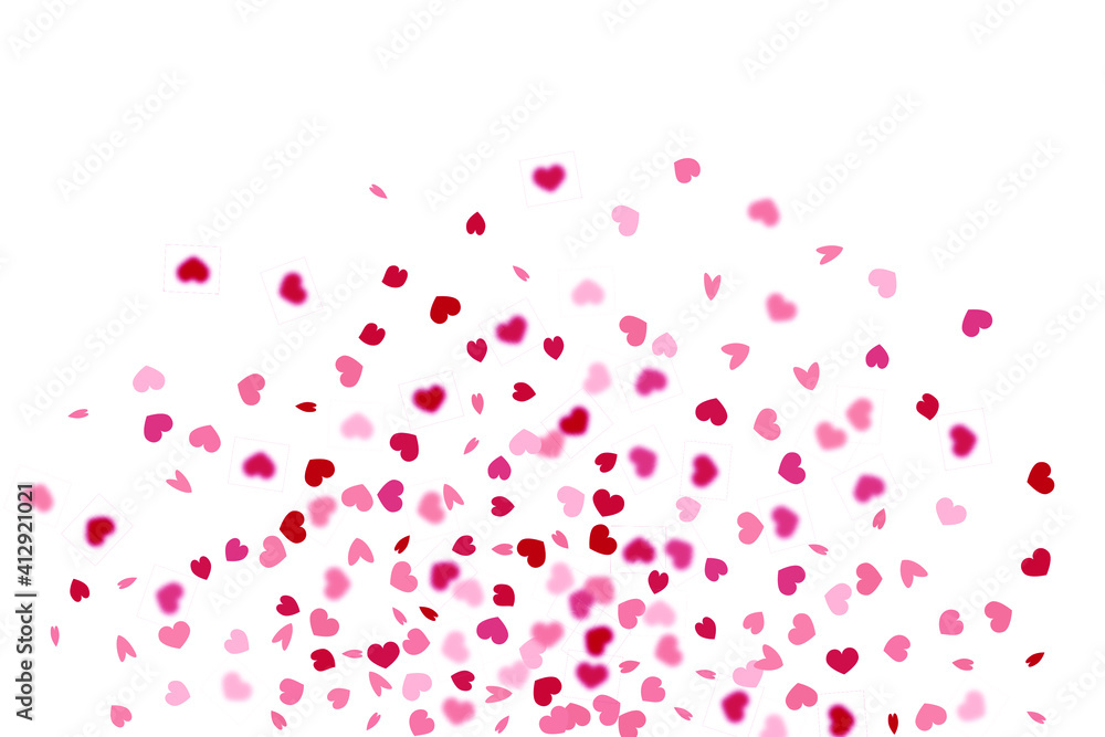 Heart Background. 8 March Banner with Flat Heart. Empty Vintage Confetti Template. St Valentine Day Card with Classical Hearts.  Exploding Like Sign. Vector Template for Mother's Day Card. Red Pink