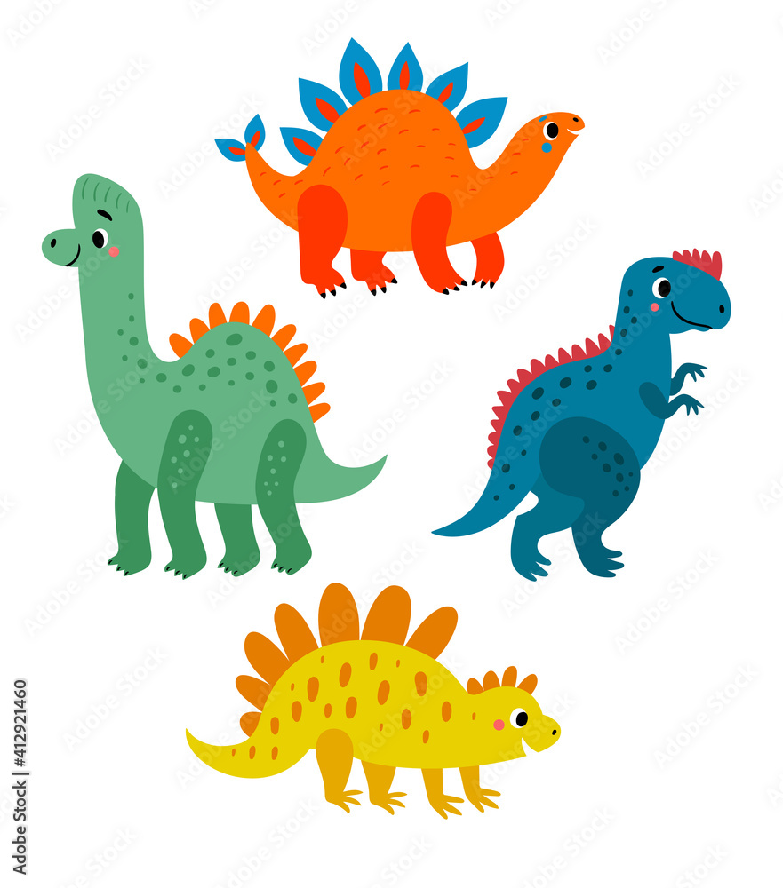 Fototapeta premium Vector set of cute dinosaurs
