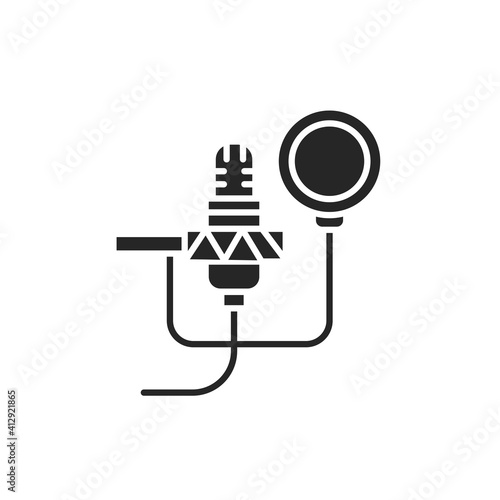 Sound-isolating microphone for sound recording color line icon. Pictogram for web page, mobile app, promo.