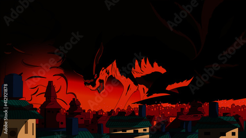 ilustración  Kurama kyubi