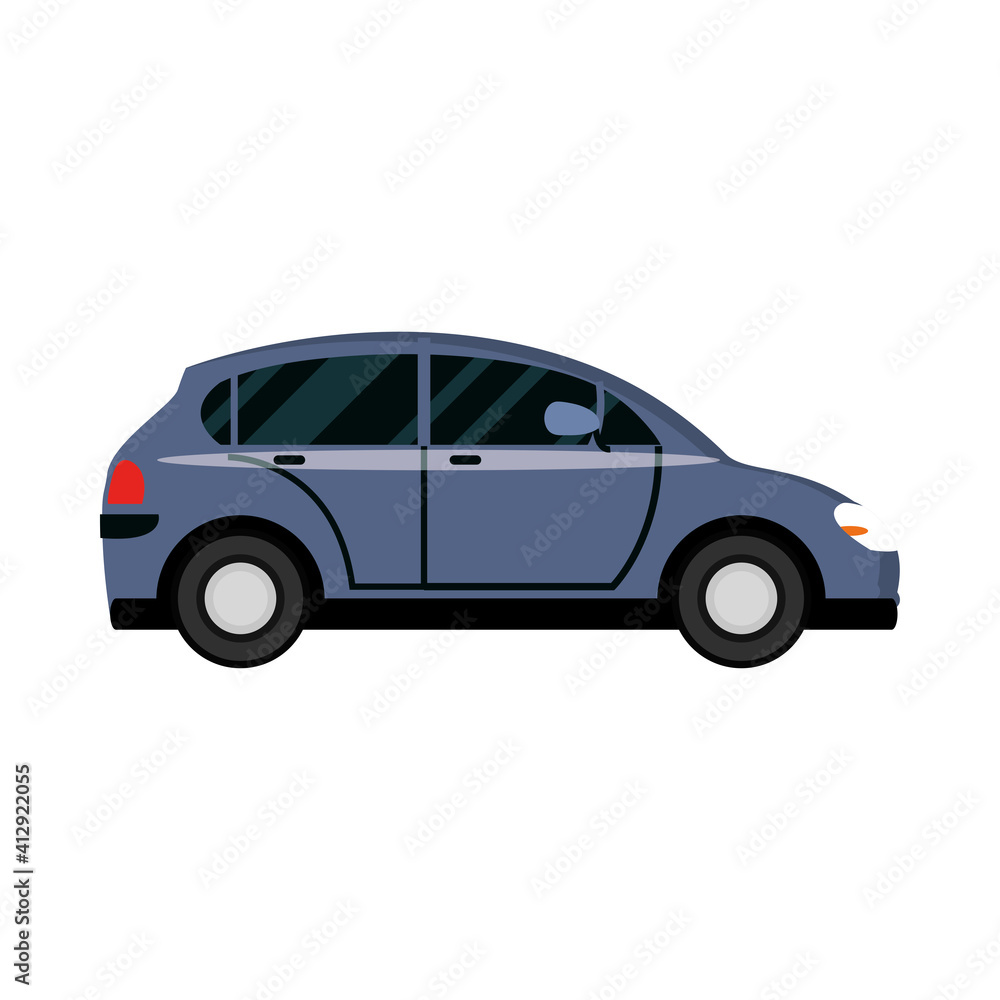 car hatchback transport vehicle side view, car icon vector