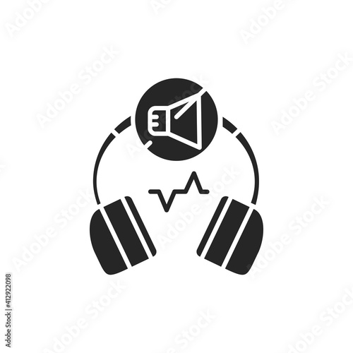 Noise cancelling headphones color line icon. Pictogram for web page