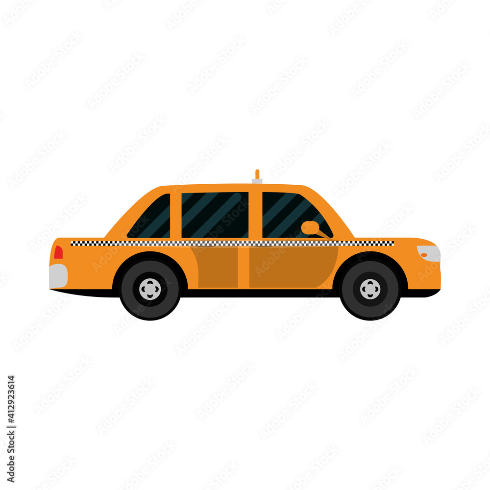 taxi cab public service car transport vehicle side view, car icon vector