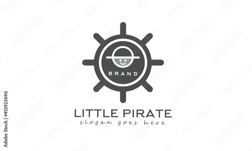 Little pirate logo design in dark gray color. isolated white logo template. vector Little pirate logo design in dark gray color. isolated white logo template. vector