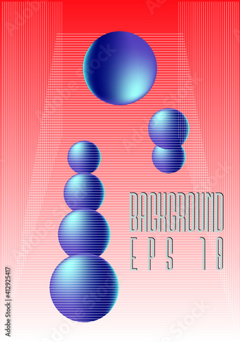 Abstract background with gradient balls and geometric shapes