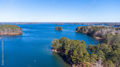 Aerial view of Lanier Lake in Georgia, USA.