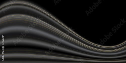 Black and gold luxury background. Black curtain background with shiny golden lines