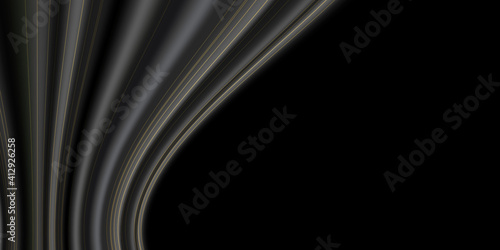 Black and gold luxury background.  Black curtain background with shiny golden lines