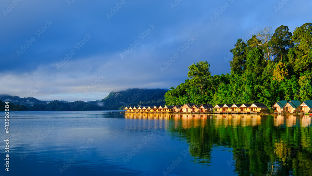 Fototapeta premium beautiful jungle raft on the lake