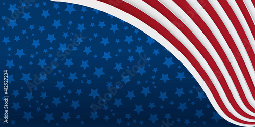 Independence day abstract background with elements of the american flag in red and blue colors. United States ceremony and inauguration day in Washington DC or Fourth of July Background with stars