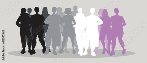 Asexual people isolated as LGBTQ bisexuality concept, flat vector stock illustration with silhouettes