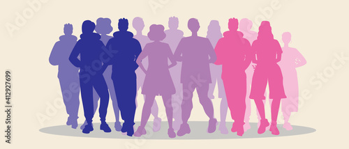 Bisexual people isolated as LGBTQ bisexuality concept, flat vector stock illustration with silhouettes photo