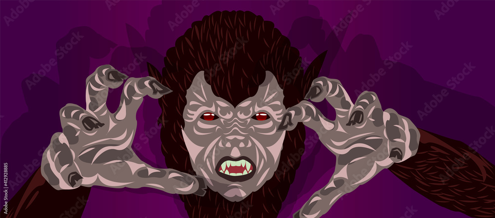 werewolf Halloween werewolf costume design reaching out hands to grab you