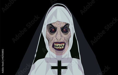 Nun nurse Halloween costume possessed by the demon 